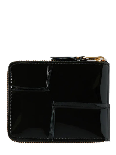 Reversed Hem Full Zip Around Wallet Black