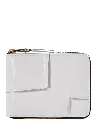 Reversed Hem Full Zip Around Wallet White