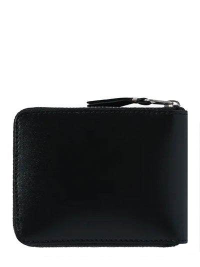 Silver Eyelet Full Zip Around Wallet Black