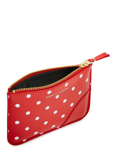 Polka Dot Printed Zip Pouch Red