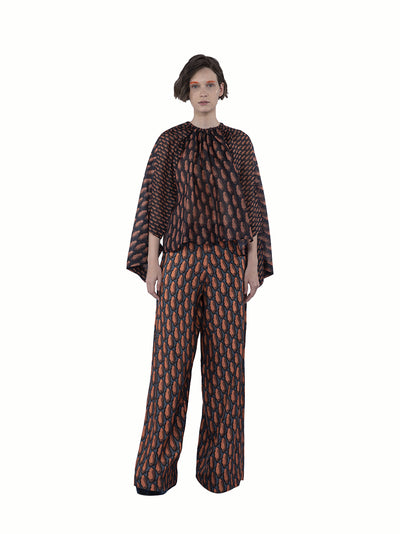 Mix Organza Silk Print With Cu Persimmon