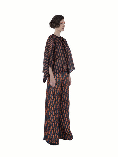 Mix Organza Silk Print With Cu Persimmon