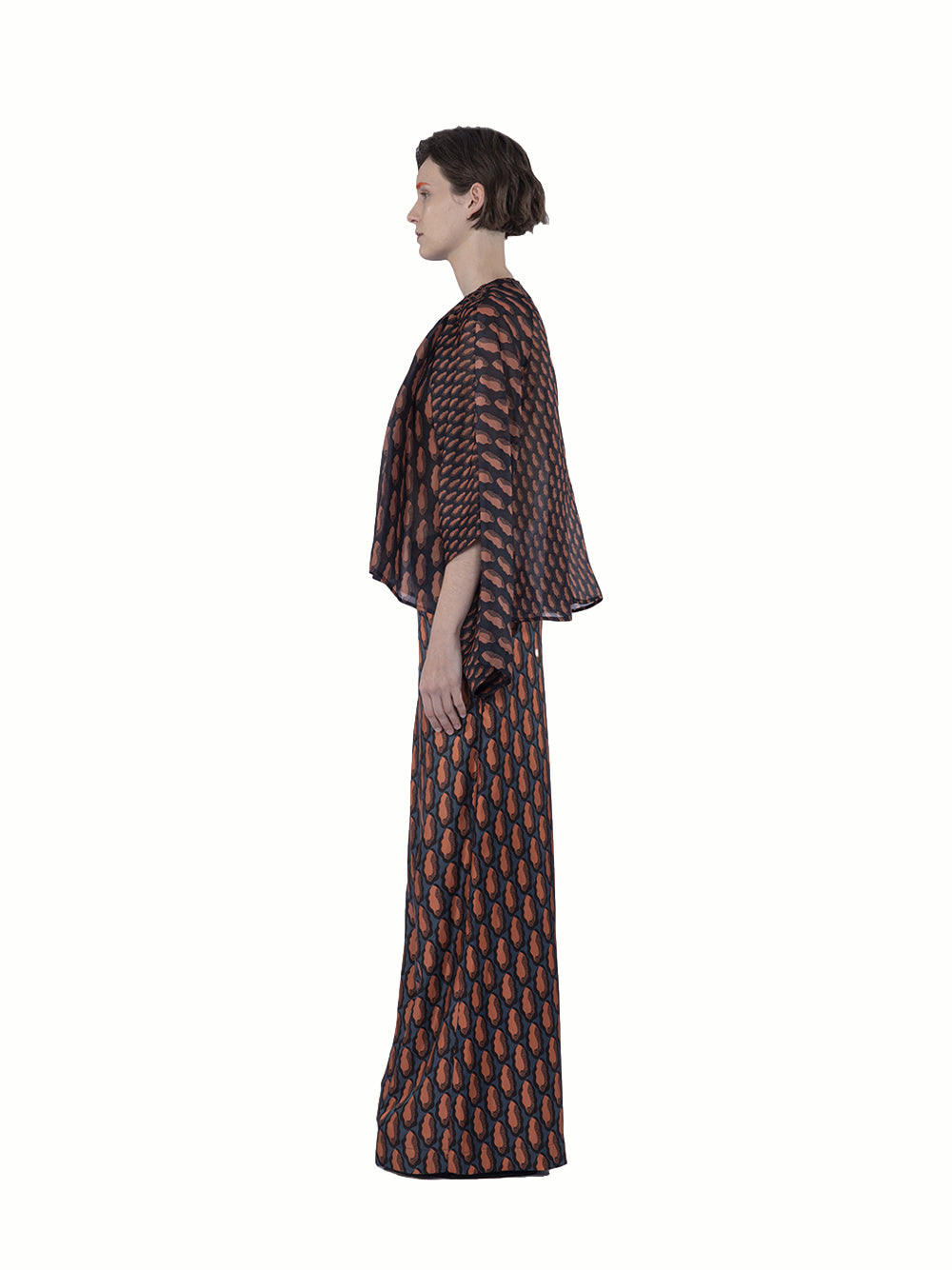 Mix Organza Silk Print With Cu Persimmon