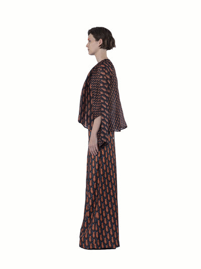 Mix Organza Silk Print With Cu Persimmon