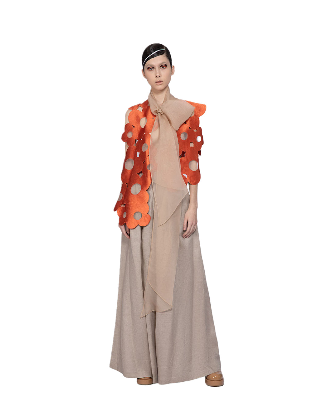 Clover Embroidered Vest Coral