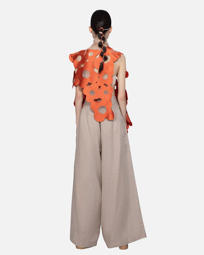Clover Embroidered Vest Coral