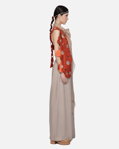 Clover Embroidered Vest Coral