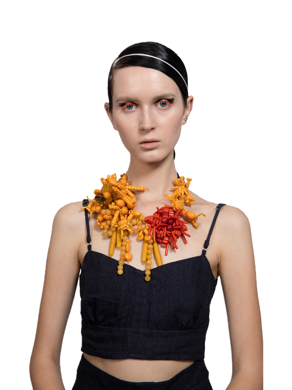 Embellished Beaded Spikes Floral Yellow-red