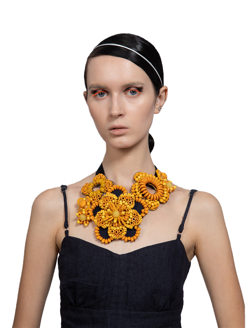 Beaded Flower Necklace Yellow
