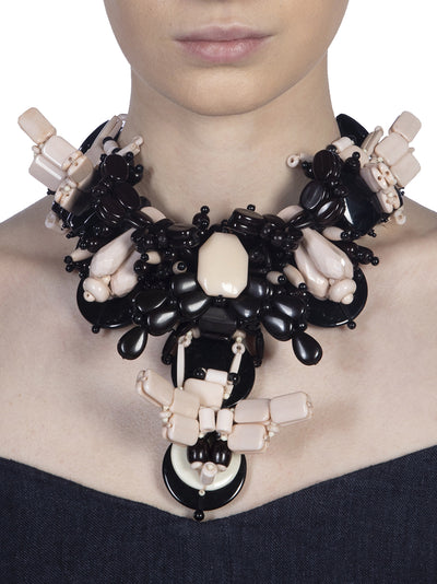 Embellished Necklace Black-ecru