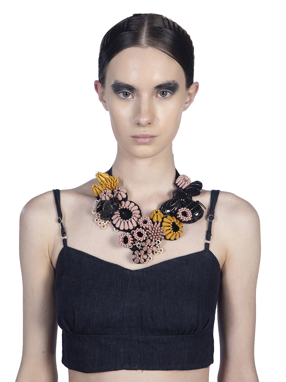 Embellished Necklace With Cera Pink-yellow