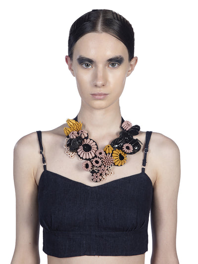 Embellished Necklace With Cera Pink-yellow