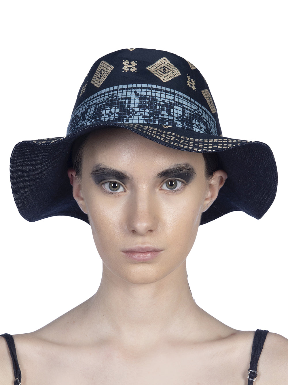 Cotton Printed Bucket Hat Blue-Navy