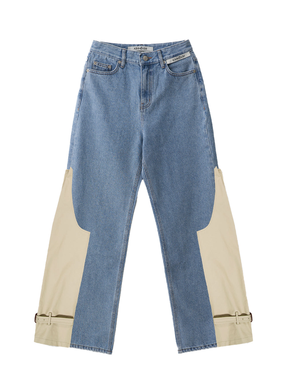 Trench Belted Wide Fit Jeans Sky Blue/Beige