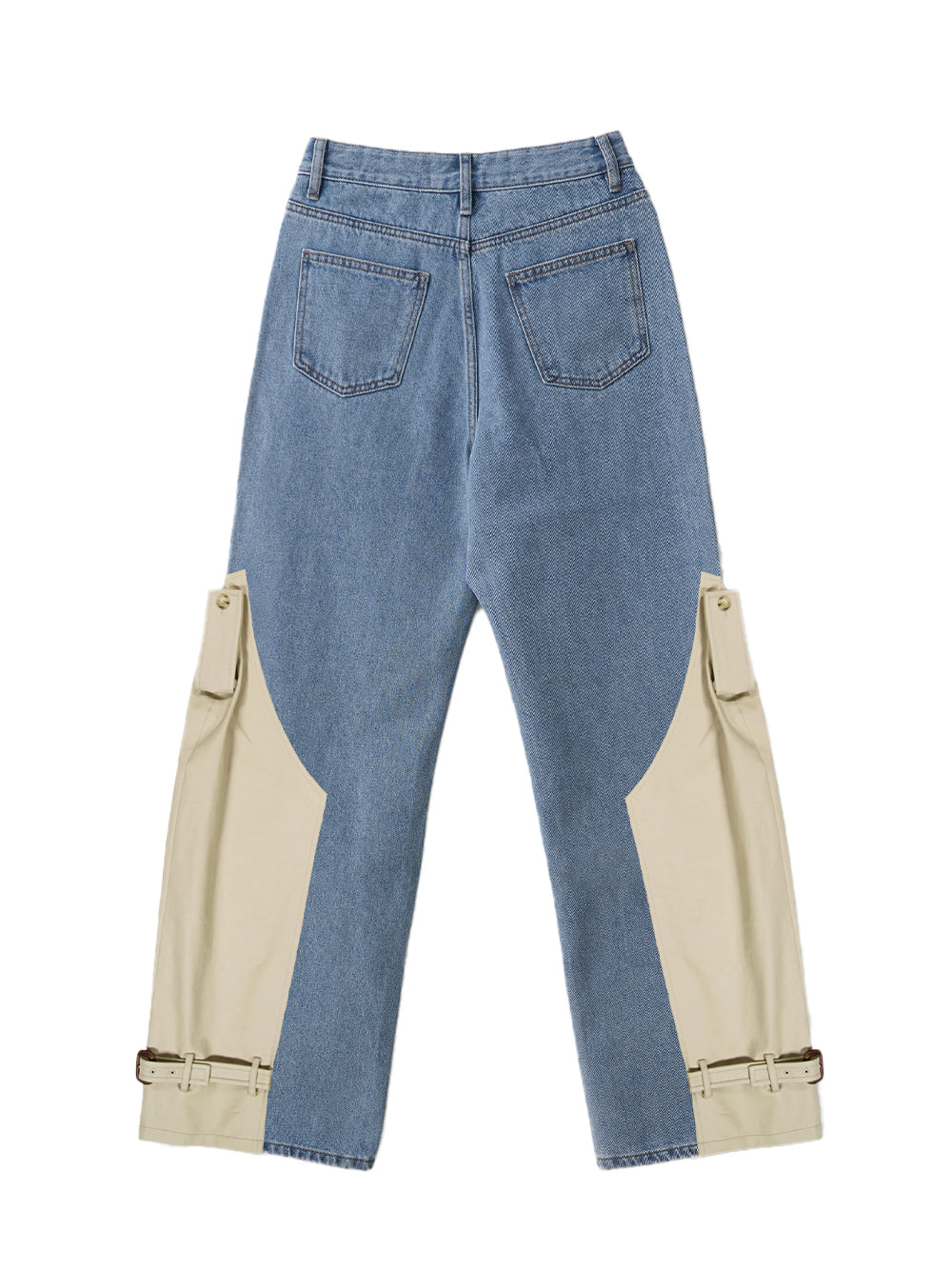 Trench Belted Wide Fit Jeans Sky Blue/Beige