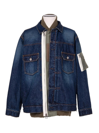 Denim X Nylon Twill Jacket Blue