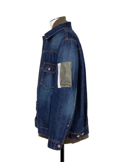 Denim X Nylon Twill Jacket Blue