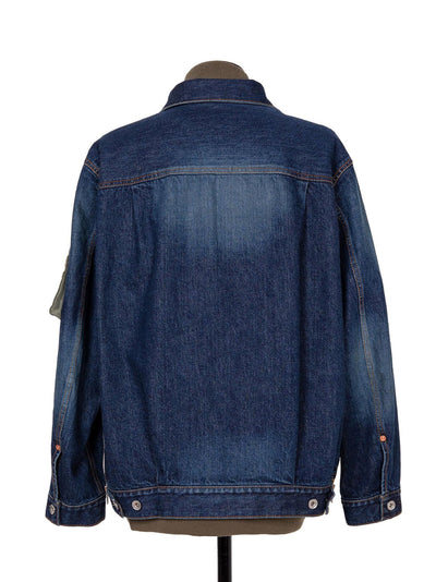 Denim X Nylon Twill Jacket Blue