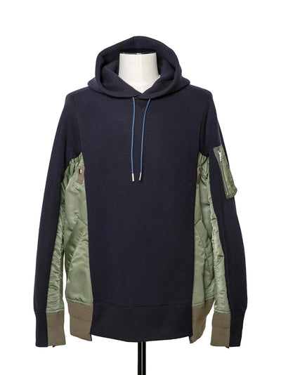 Sponge Sweat X Nylon Twill Hoodie Navy × Khaki