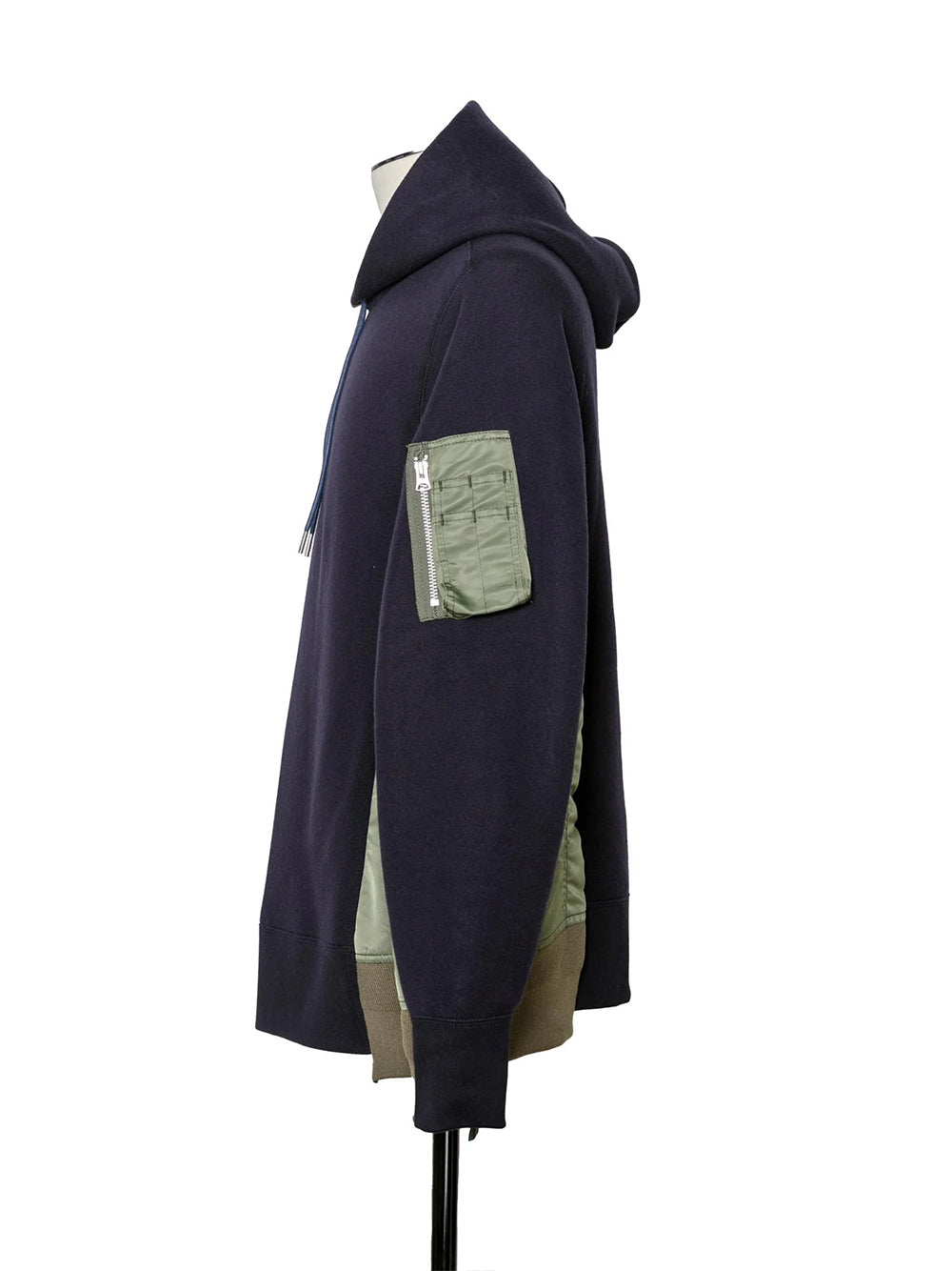 Sponge Sweat X Nylon Twill Hoodie Navy × Khaki