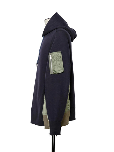 Sponge Sweat X Nylon Twill Hoodie Navy × Khaki