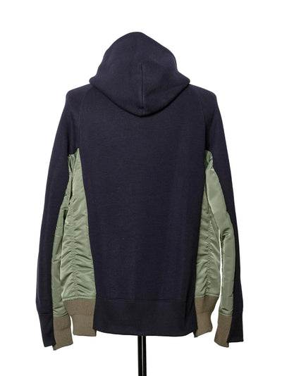 Sponge Sweat X Nylon Twill Hoodie Navy × Khaki