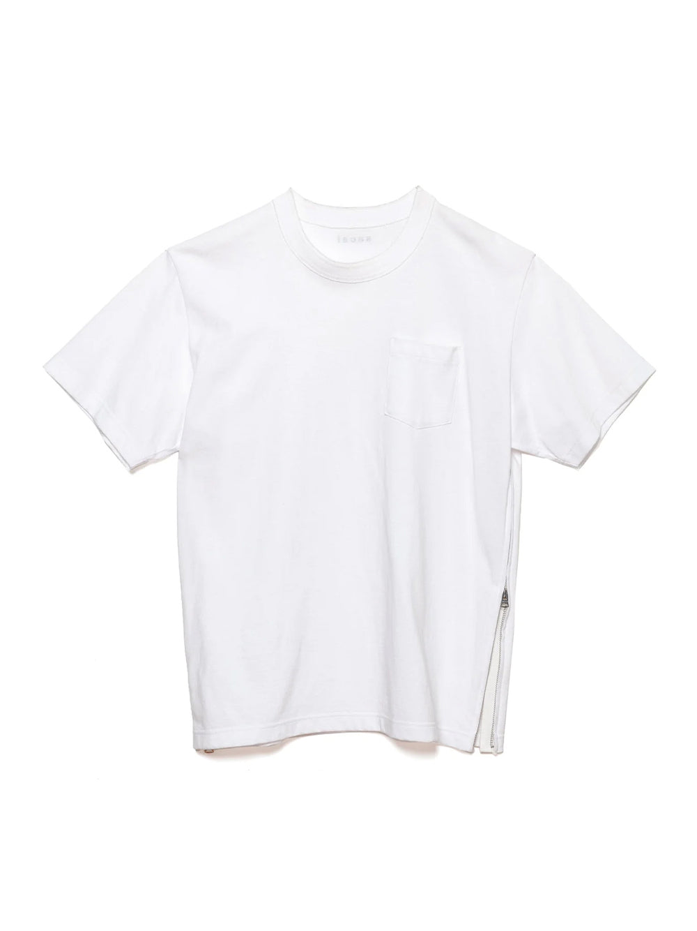 Side Zip Cotton T-Shirt White