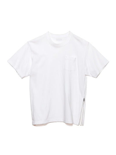 Side Zip Cotton T-Shirt White