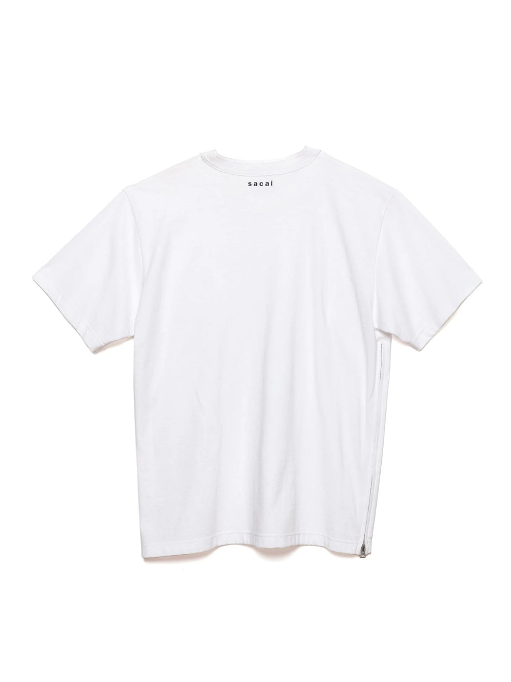 Side Zip Cotton T-Shirt White