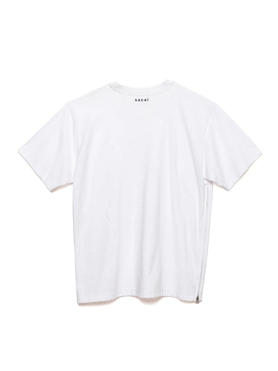 Side Zip Cotton T-Shirt White