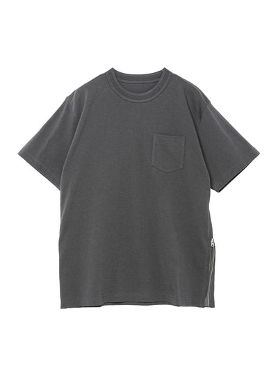 Side Zip Cotton T-Shirt C/Gray