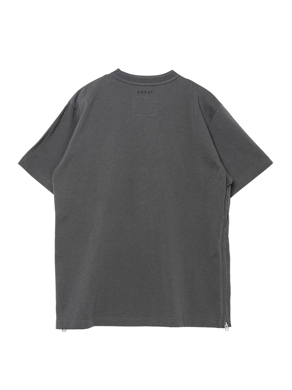 Side Zip Cotton T-Shirt C/Gray