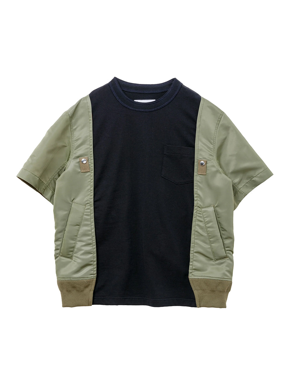 Nylon Twill X Cotton Jersey T-Shirt Navy X Khaki