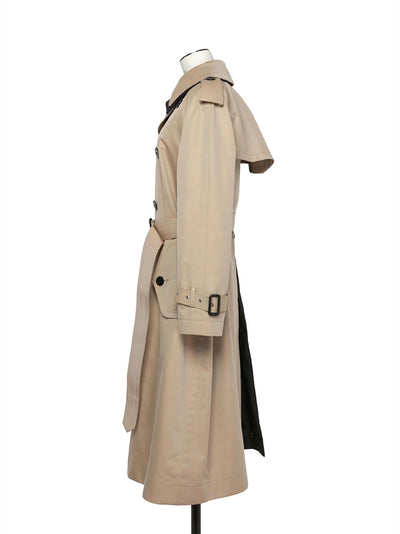 Cotton Gabardine Coat Navy × Beige