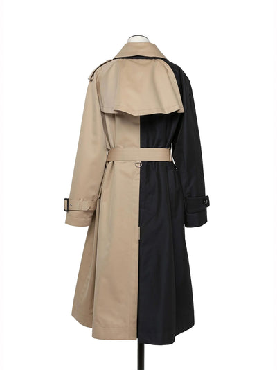 Cotton Gabardine Coat Navy × Beige