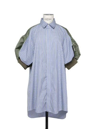 Cotton Poplin X Nylon Twill Dress L/Blue Stripe