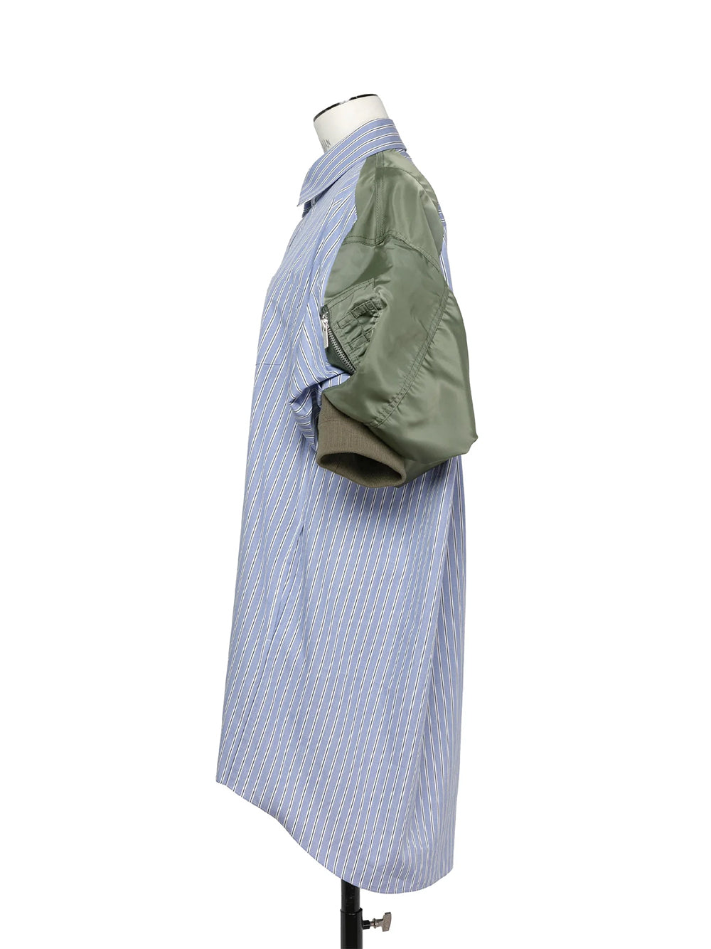 Cotton Poplin X Nylon Twill Dress L/Blue Stripe