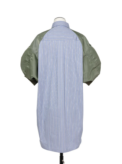 Cotton Poplin X Nylon Twill Dress L/Blue Stripe
