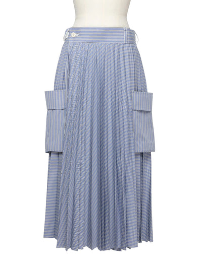 Cotton Poplin Skirt L/Blue Strip