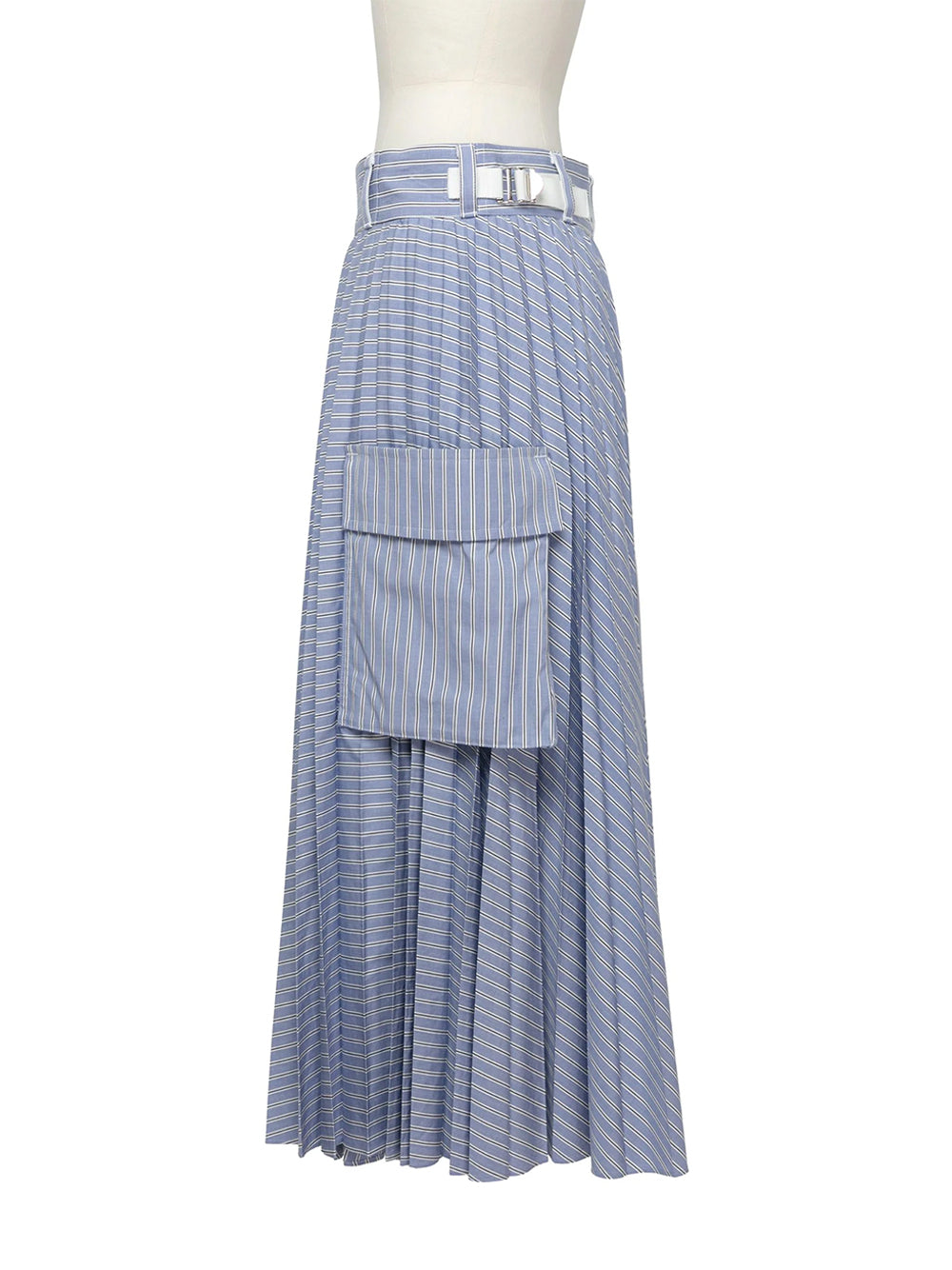 Cotton Poplin Skirt L/Blue Strip