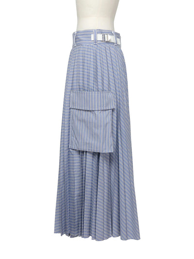 Cotton Poplin Skirt L/Blue Strip