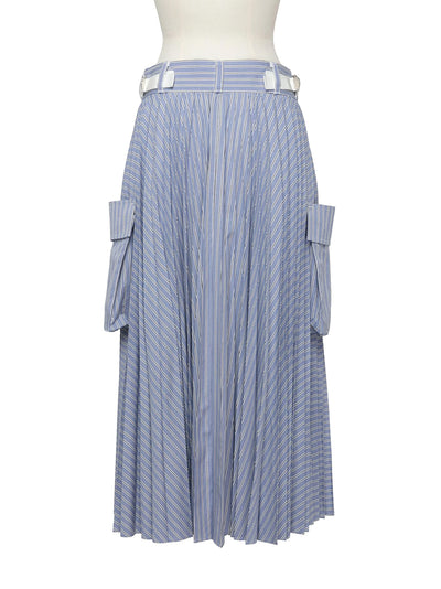 Cotton Poplin Skirt L/Blue Strip