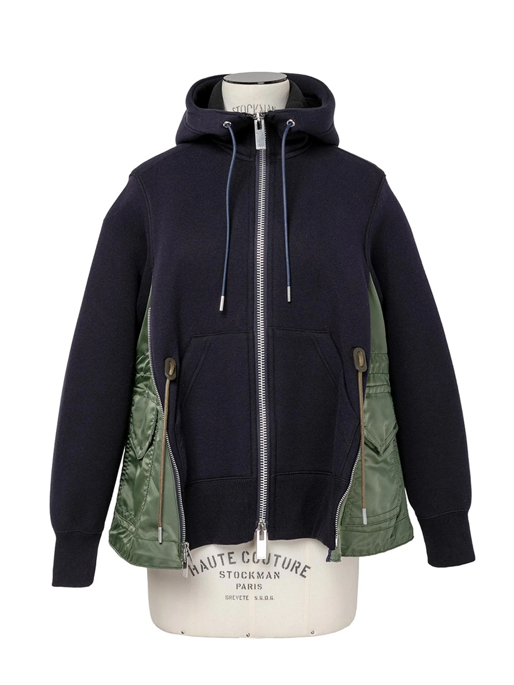 Sponge Sweat X Nylon Twill Hoodie Navyxkhaki