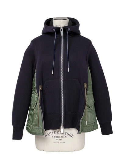 Sponge Sweat X Nylon Twill Hoodie Navyxkhaki
