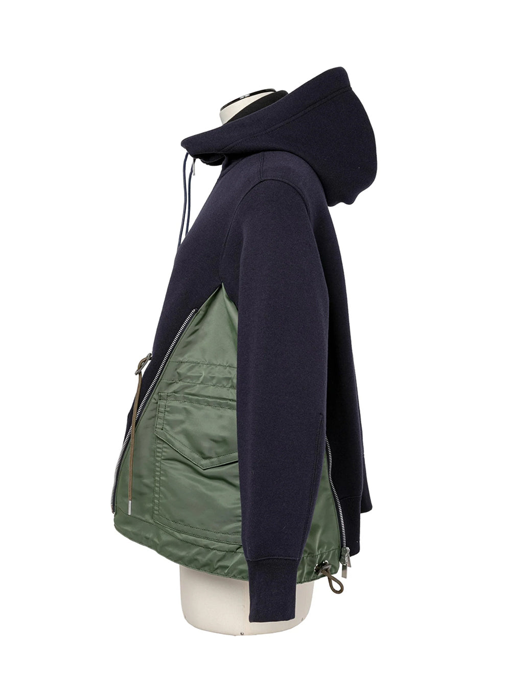 Sponge Sweat X Nylon Twill Hoodie Navyxkhaki