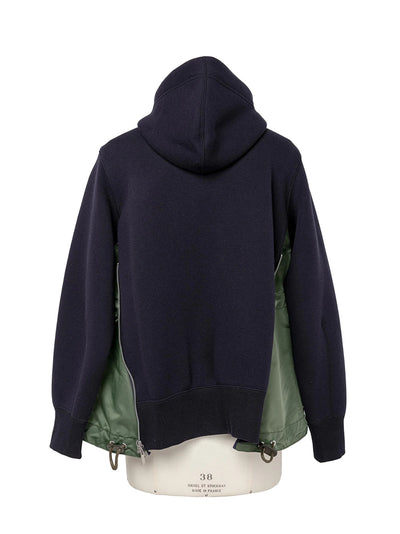 Sponge Sweat X Nylon Twill Hoodie Navyxkhaki