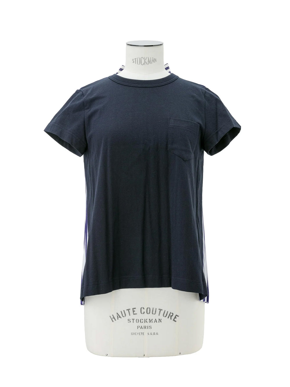 Cotton Poplin X Cotton Jersey T-Shirt Navy × Navy Stripe