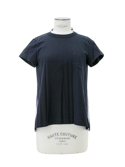 Cotton Poplin X Cotton Jersey T-Shirt Navy × Navy Stripe