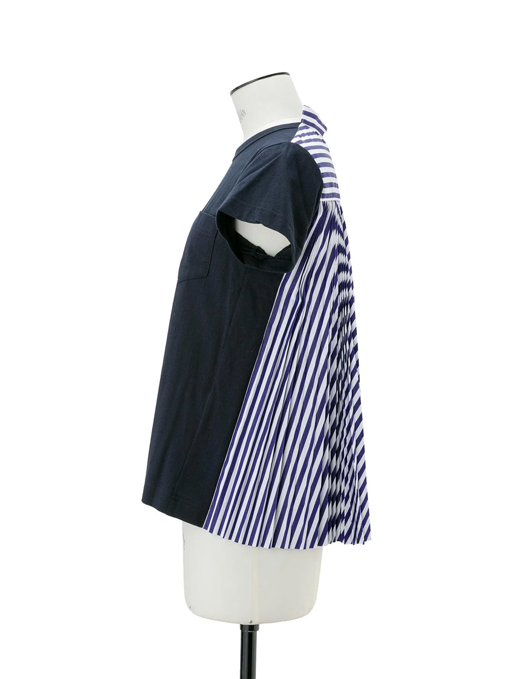 Cotton Poplin X Cotton Jersey T-Shirt Navy × Navy Stripe