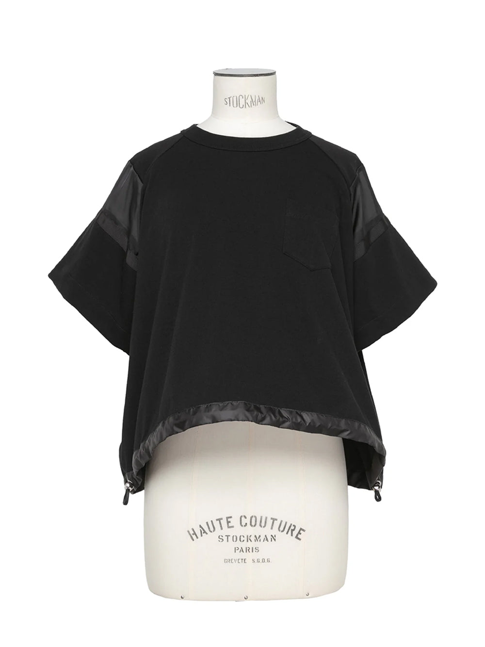 Satin X Cotton Jersey T-Shirt Black x Black